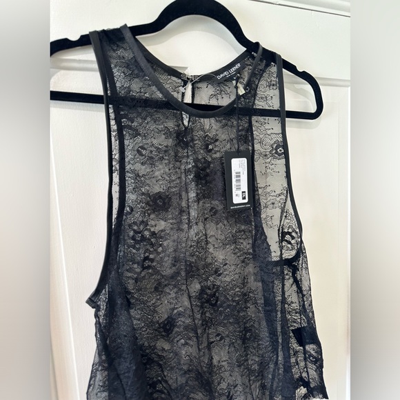 David Lerner black all over lace Racerback tank top blouse nwt - Picture 3 of 11